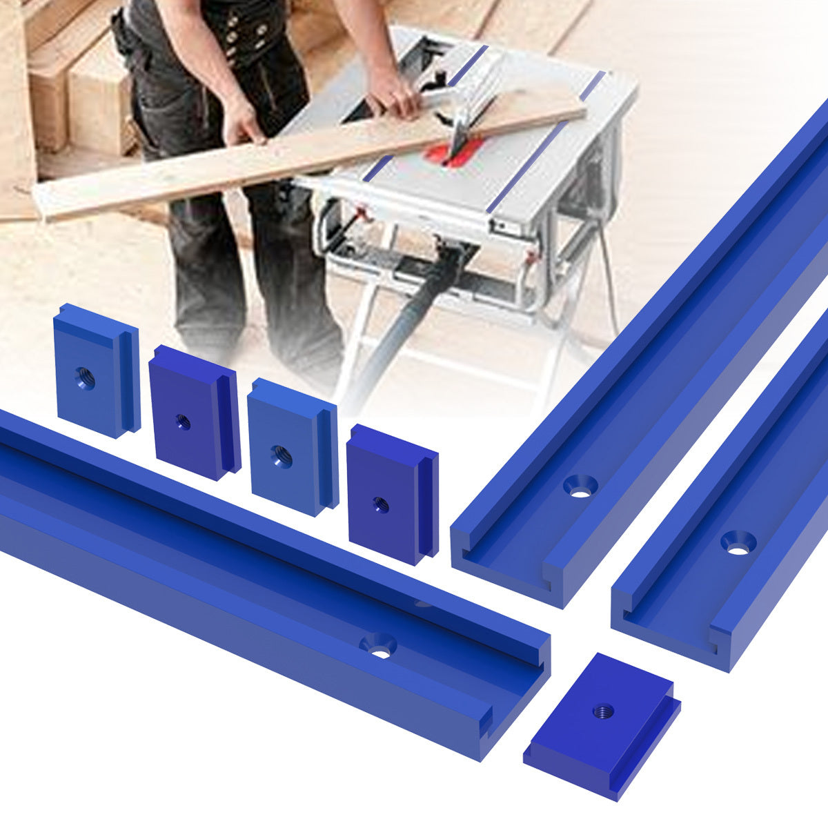 50cm 60cm Aluminum T-Track with T-Slider for Woodworking Table Saw Router Workbench