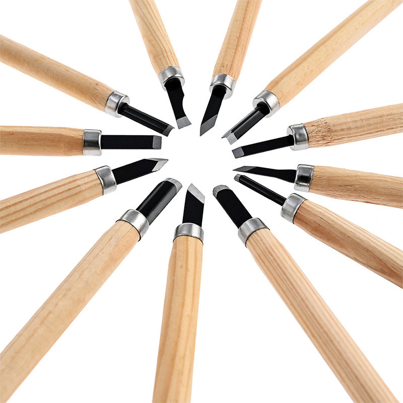 12 dona yog'ochni oymali chisel to'plami qo'l asboblari yog'och ishlash va nozik oymalar uchun