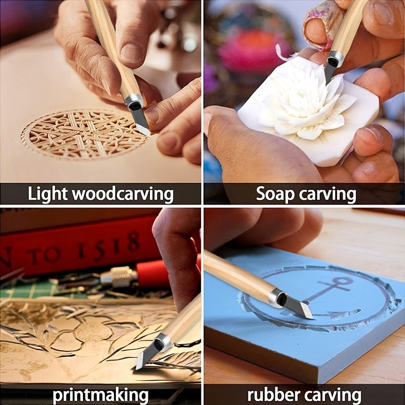 12 dona yog'ochni oymali chisel to'plami qo'l asboblari yog'och ishlash va nozik oymalar uchun