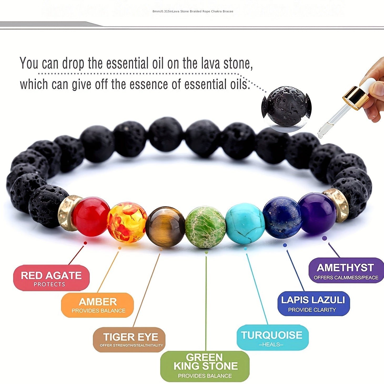 Men's Chakra Necklace and Volcanic Stone Bead Bracelet Set with Colorful Pendants