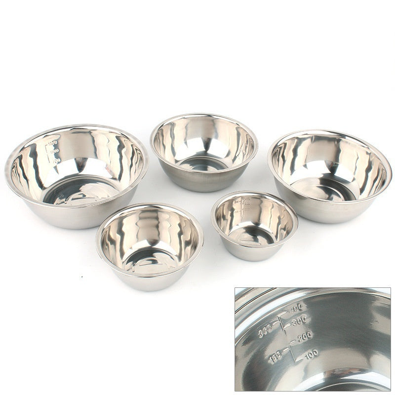Set of 5 Stainless Steel Mixing Bowls with Non-Slip Bottoms for Cooking and Baking
