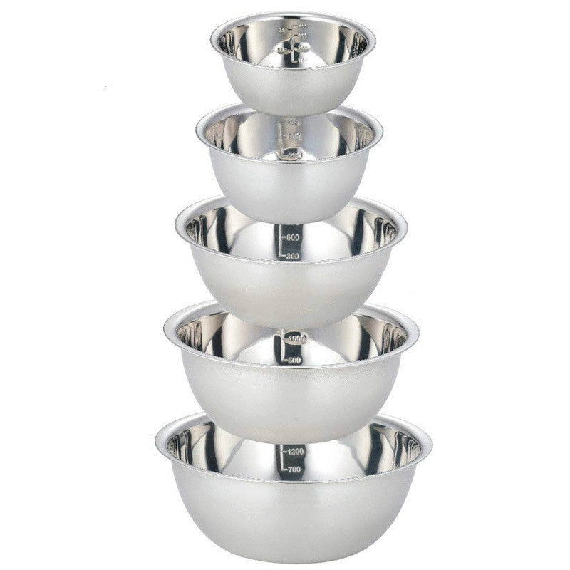 Set of 5 Stainless Steel Mixing Bowls with Non-Slip Bottoms for Cooking and Baking