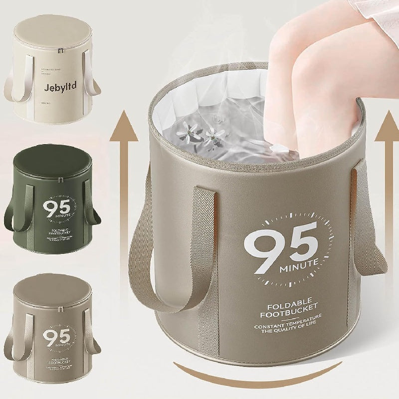 Aluminum Folding Foot Bath Basin Portable Thermostatic Foot Spa with Handle for Home Travel