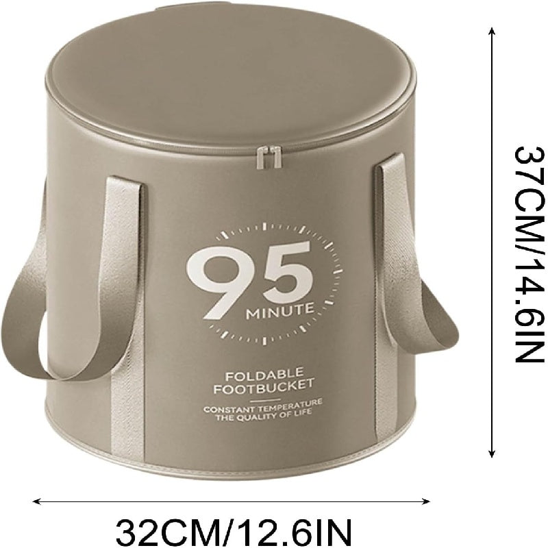 Aluminum Folding Foot Bath Basin Portable Thermostatic Foot Spa with Handle for Home Travel