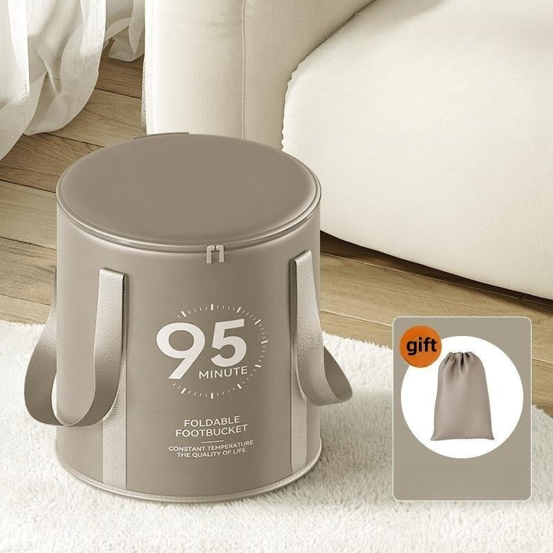 Aluminum Folding Foot Bath Basin Portable Thermostatic Foot Spa with Handle for Home Travel