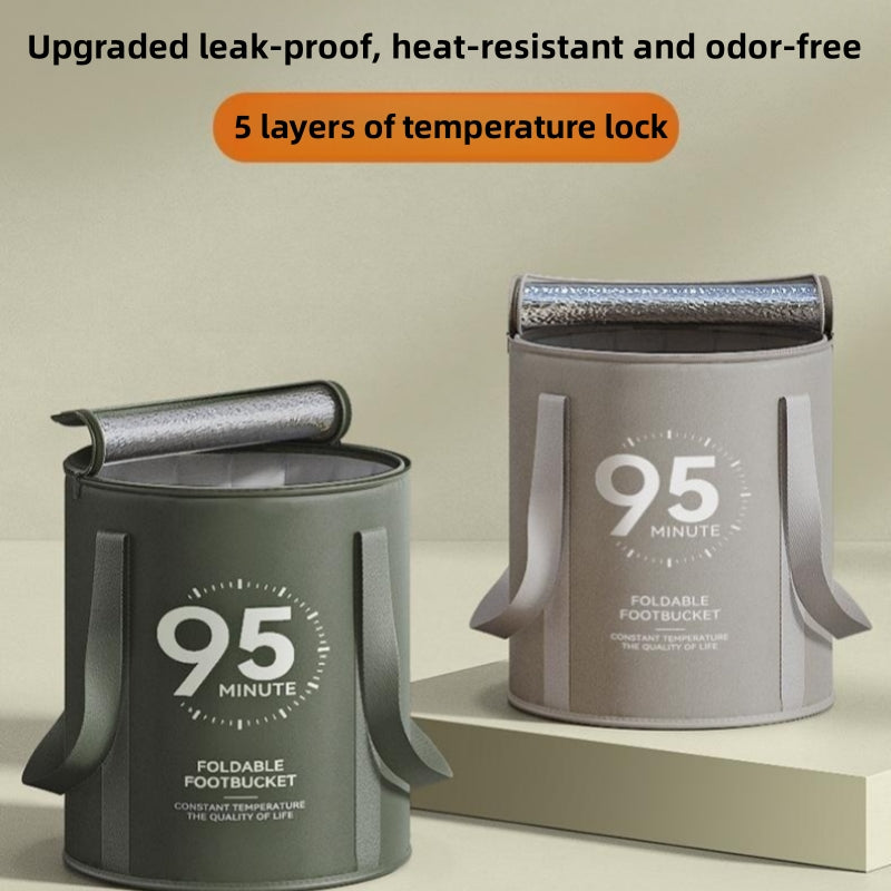 Aluminum Folding Foot Bath Basin Portable Thermostatic Foot Spa with Handle for Home Travel