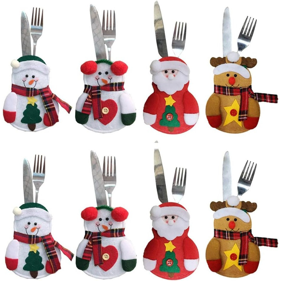 Set of 4/8/12 Christmas Tableware Decor Cutlery Holders for Holiday Party Decoration