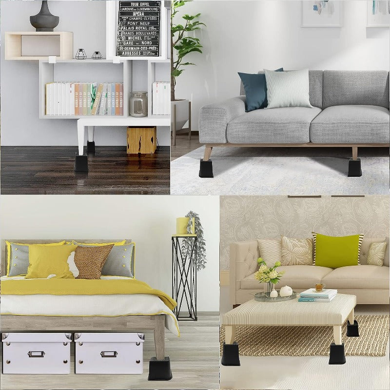 4 ta sozlanadigan yotoq, divan, stol va kreslo riser bloklari, qora, og'ir xizmat