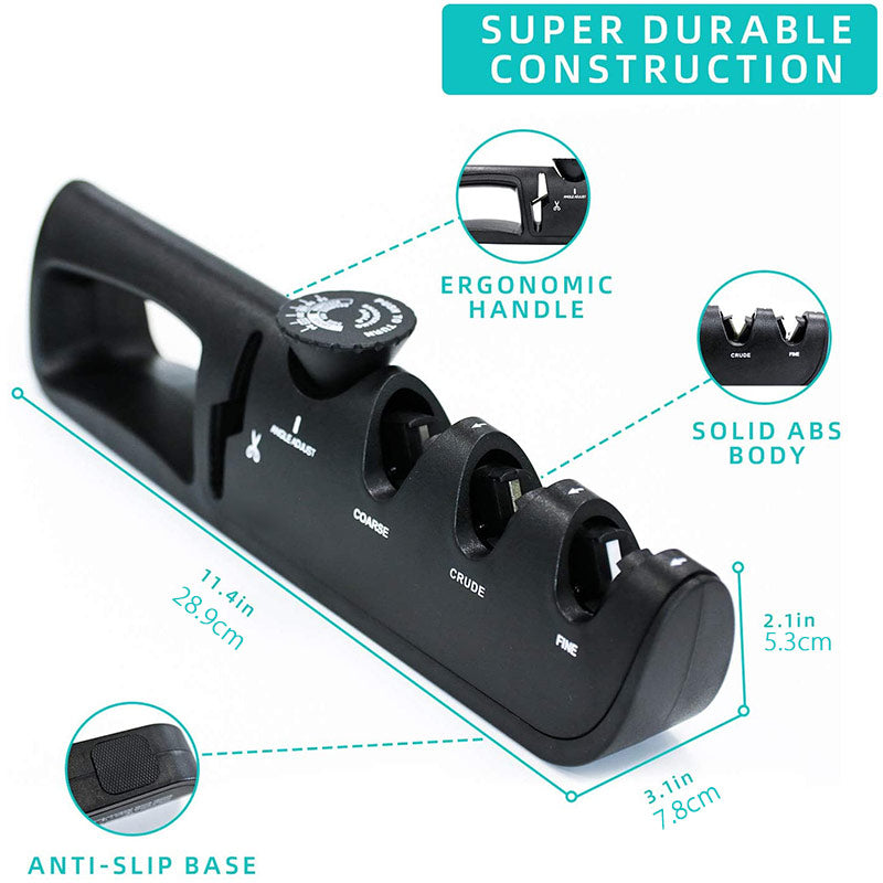 4 darajali sozlanadigan tizim bilan professional oshxona pichog'i silliqlash mashinasi, pichoqlar va qaychi uchun