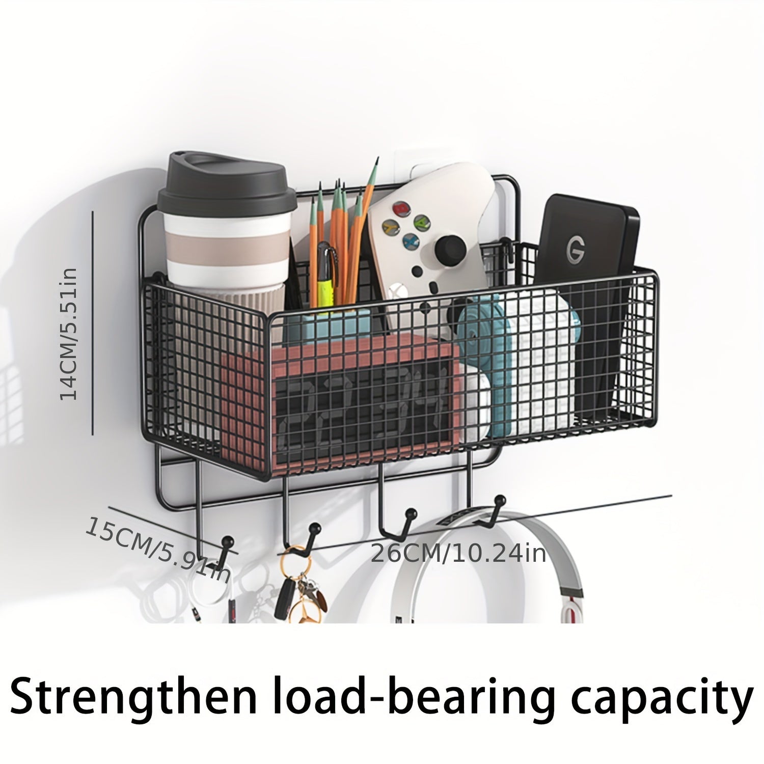 Estante de pared de hierro resistente al agua para baño y cocina con sistema de drenaje
