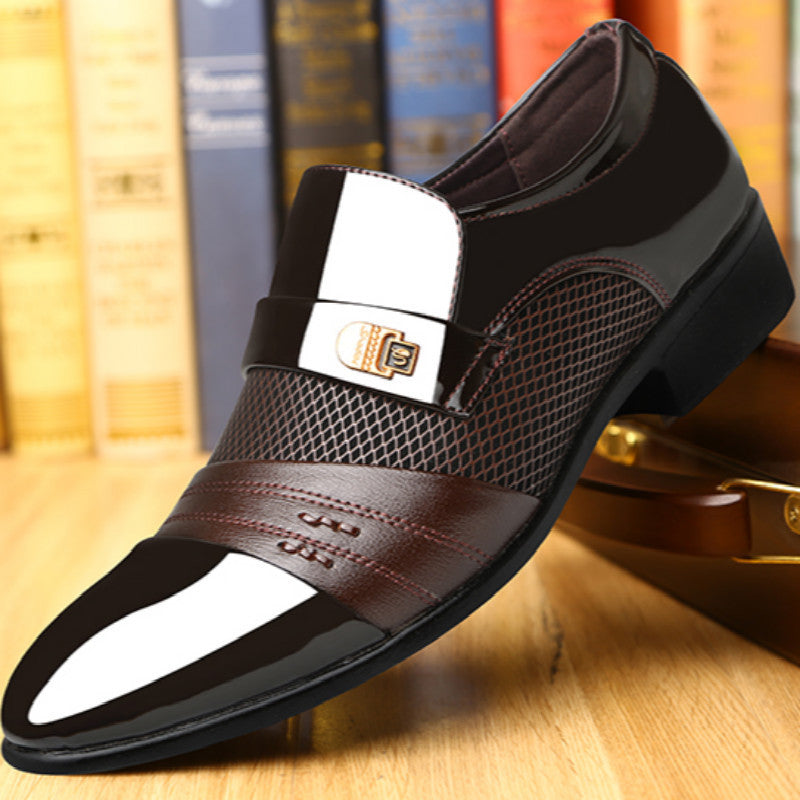 Men's Patent Loafers PU Slip-On Solid Color for Weddings and Office