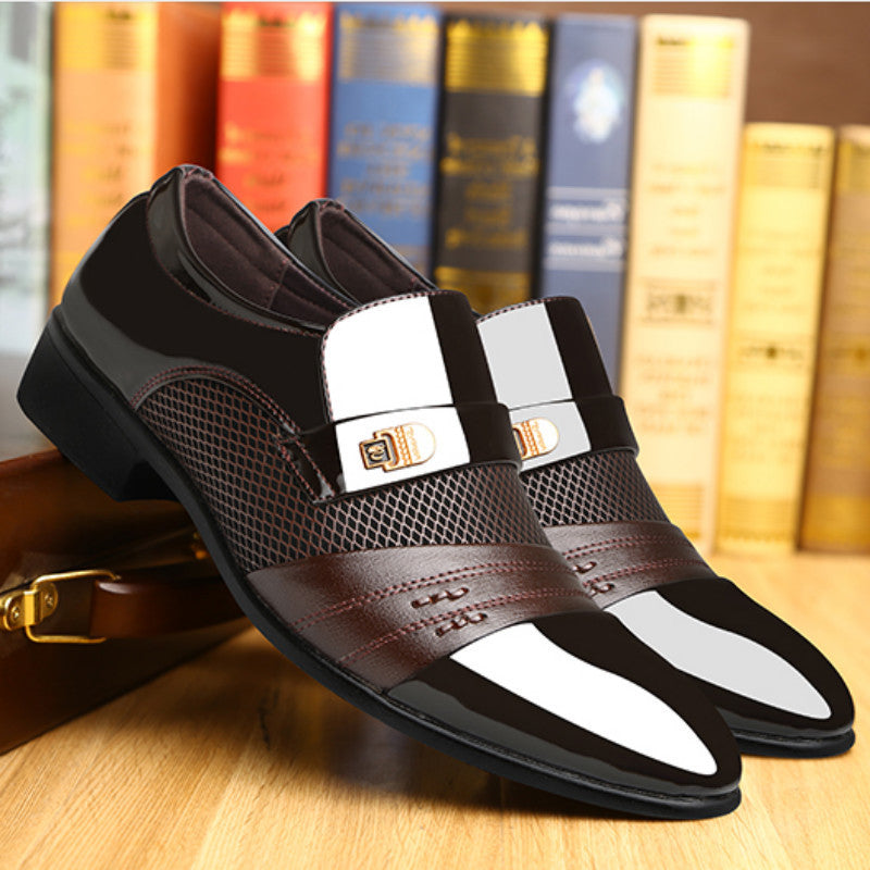 Men's Patent Loafers PU Slip-On Solid Color for Weddings and Office