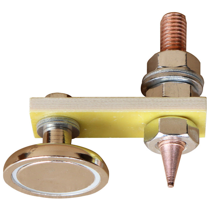 Тяжелая магнитная зажимная заземляющая скоба для сварки с двойной головкой, медный хвост, нагрузка на вытягивание 3 кг, зеленая изоляция