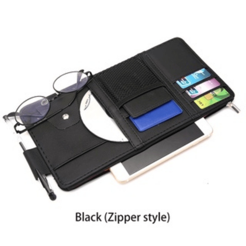 Organizador de tarjetas para parasol de coche, caja de almacenamiento con clip para gafas de sol