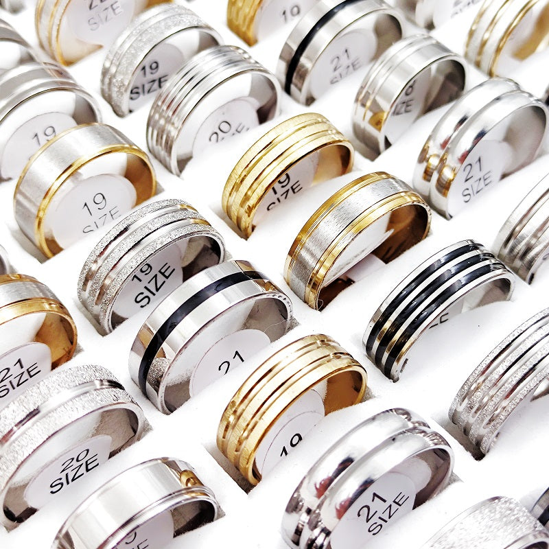 Set of 20/50 Stainless Steel Rings for Men and Women Charms Fashion Jewelry Gift