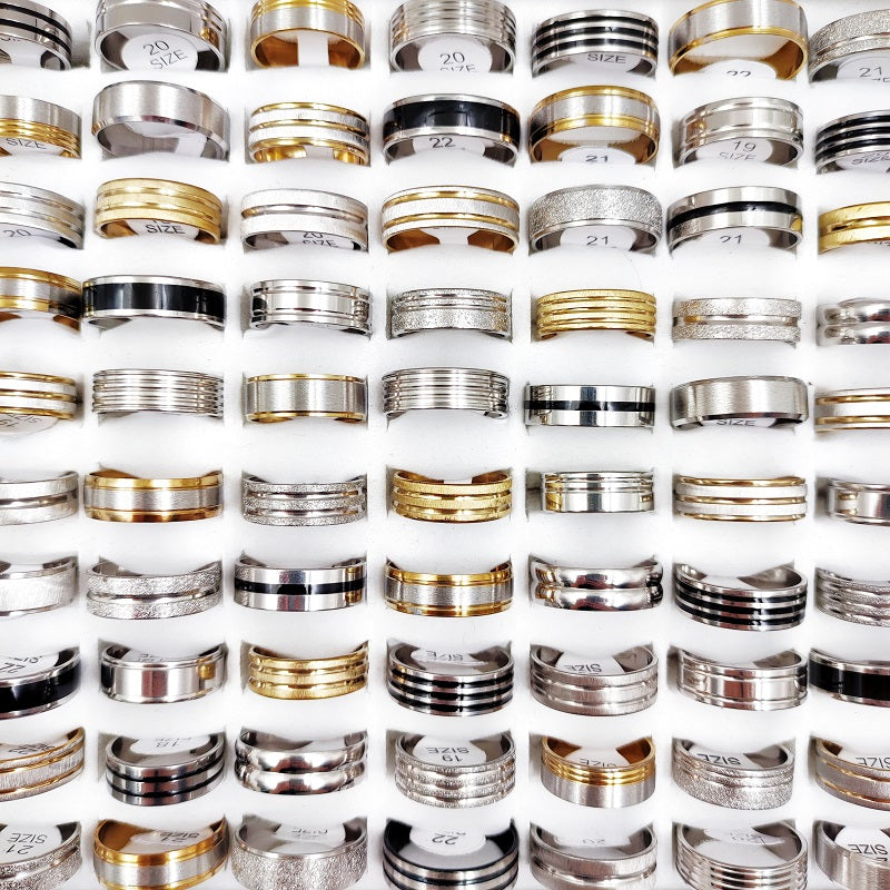 Set of 20/50 Stainless Steel Rings for Men and Women Charms Fashion Jewelry Gift