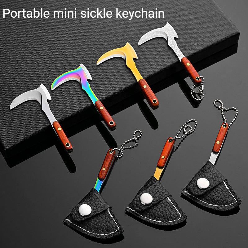 Mini Sickle Bag Set Keychain with Portable Knife and Box Cutter for Everyday Carry