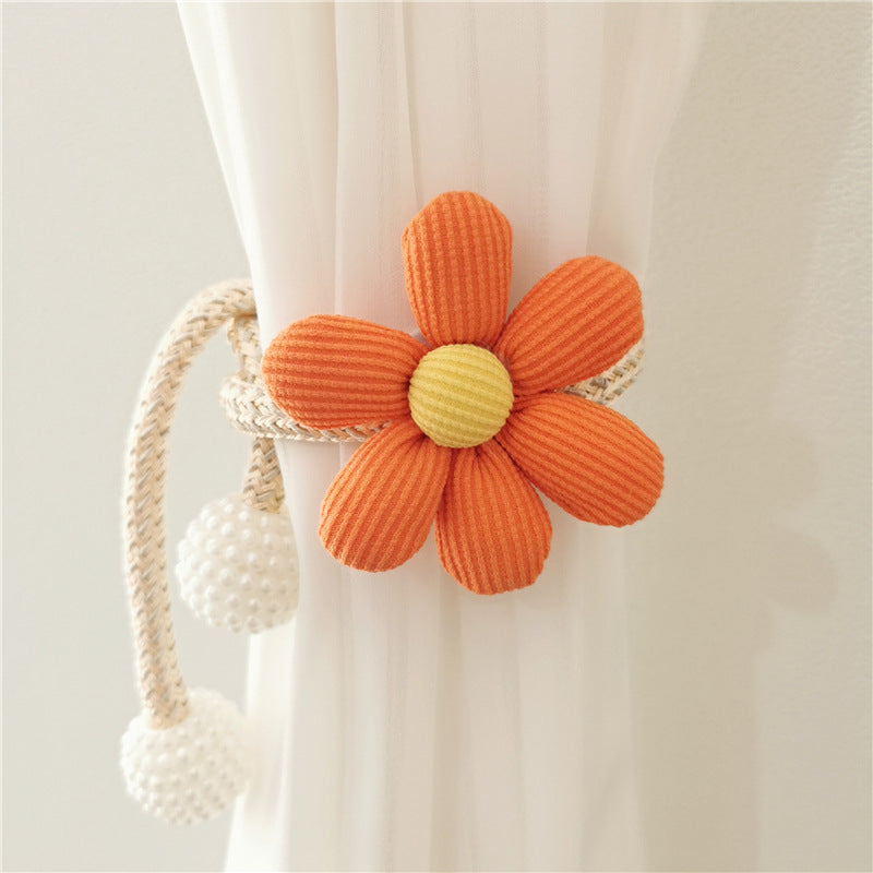 Broche de flor tridimensional con perla para cortinas, pasador para mosquitera, lazo, cuerda decorativa