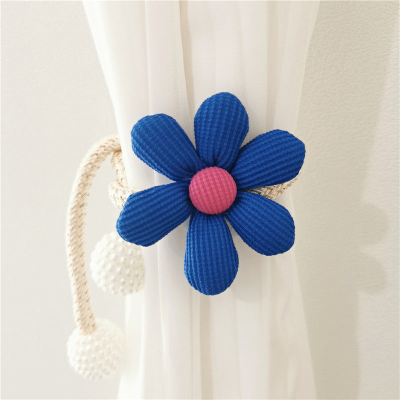 Broche de flor tridimensional con perla para cortinas, pasador para mosquitera, lazo, cuerda decorativa