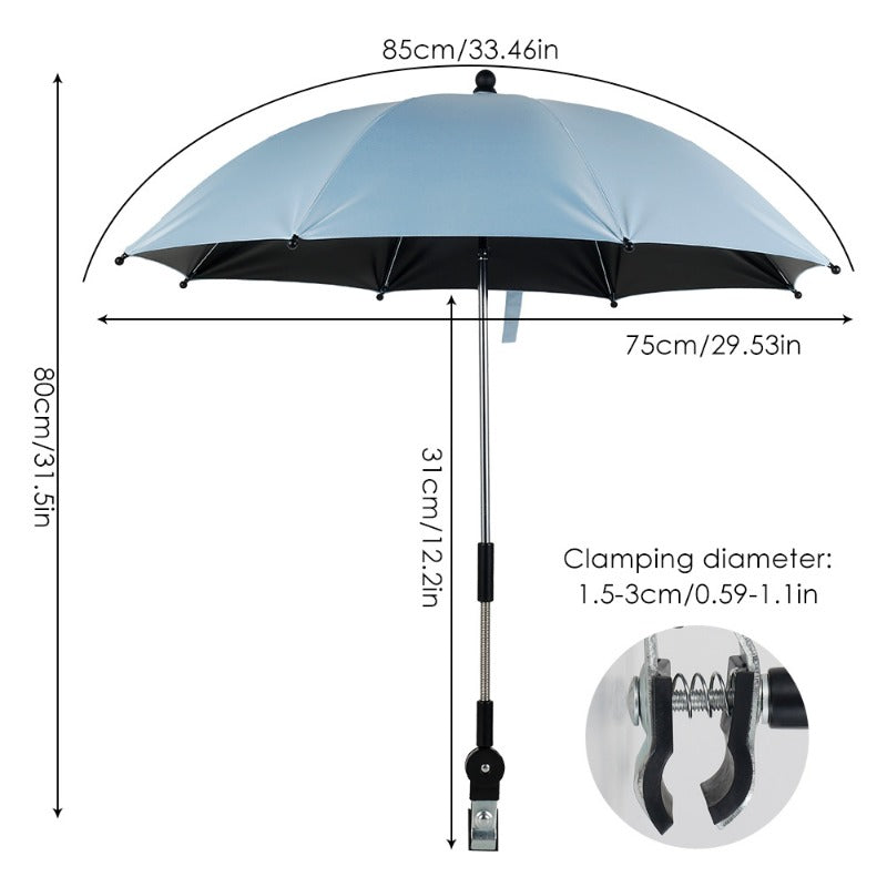 Sombrilla para cochecito de bebé con protección UV, a prueba de viento, ajustable, parasol para el sol
