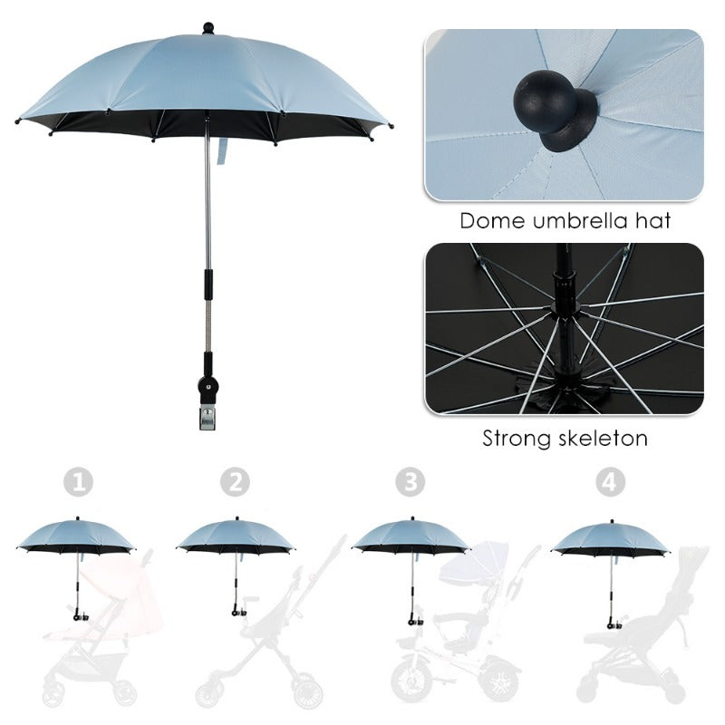 Baby Stroller Umbrella UV Protection Windproof Adjustable Sunshade Parasol