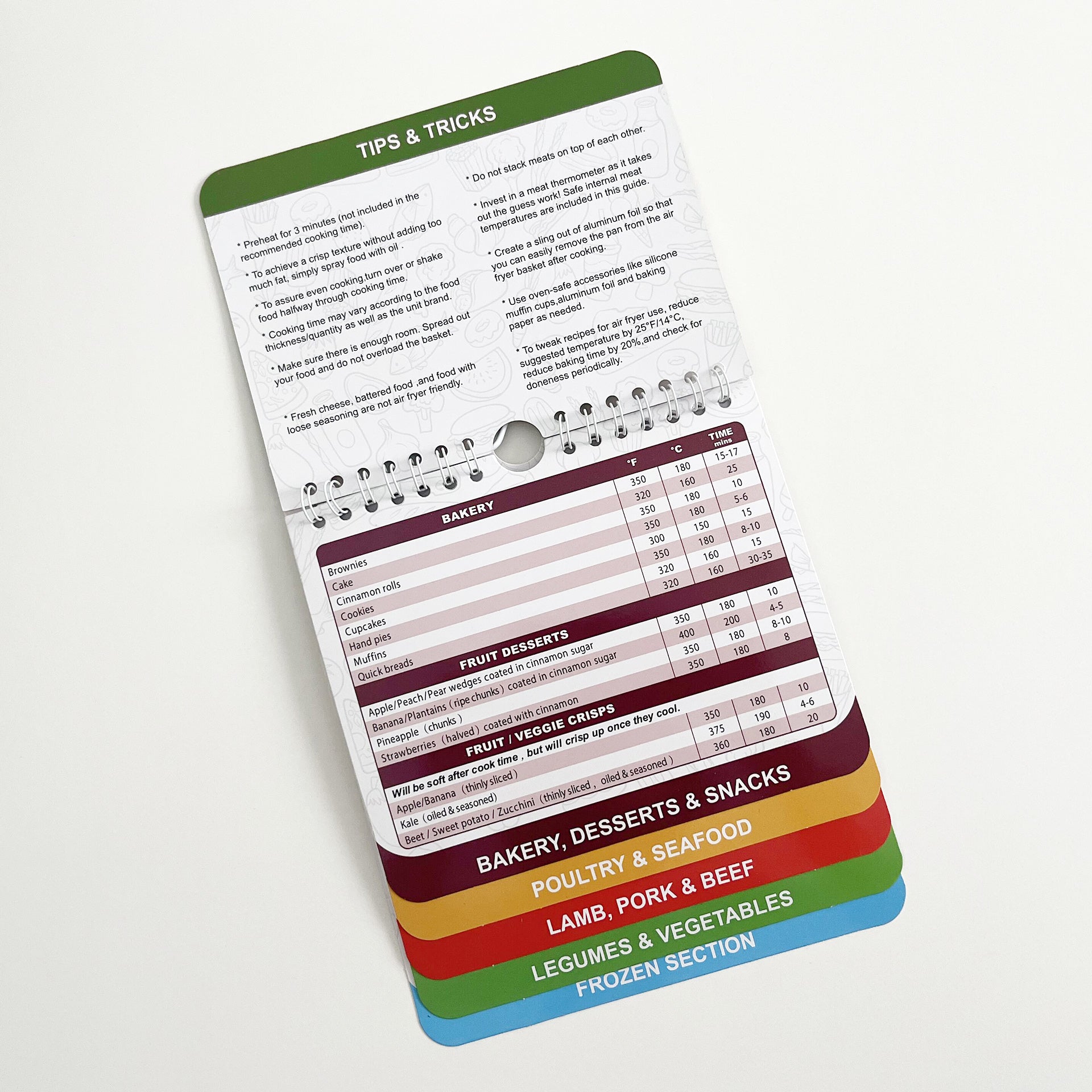 1 Pack Air Fryer Magnetic Cheat Sheet Cooking Guide with Times Chart and Conversion