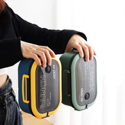 Two-Layer Bento Lunch Box with Fork and Spoon 1200ml Microwave Safe Plastic for Students and Office