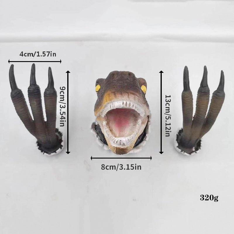 Resin Dinosaur Ornaments Set of Three Velociraptor Wall Decor for Home and Office