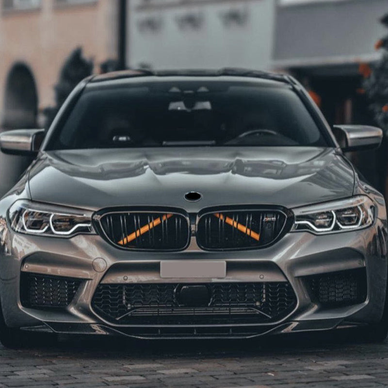 2Pcs Car Front Grille Sticker Cover Trim Strips for 5/6/7 Series SUVs