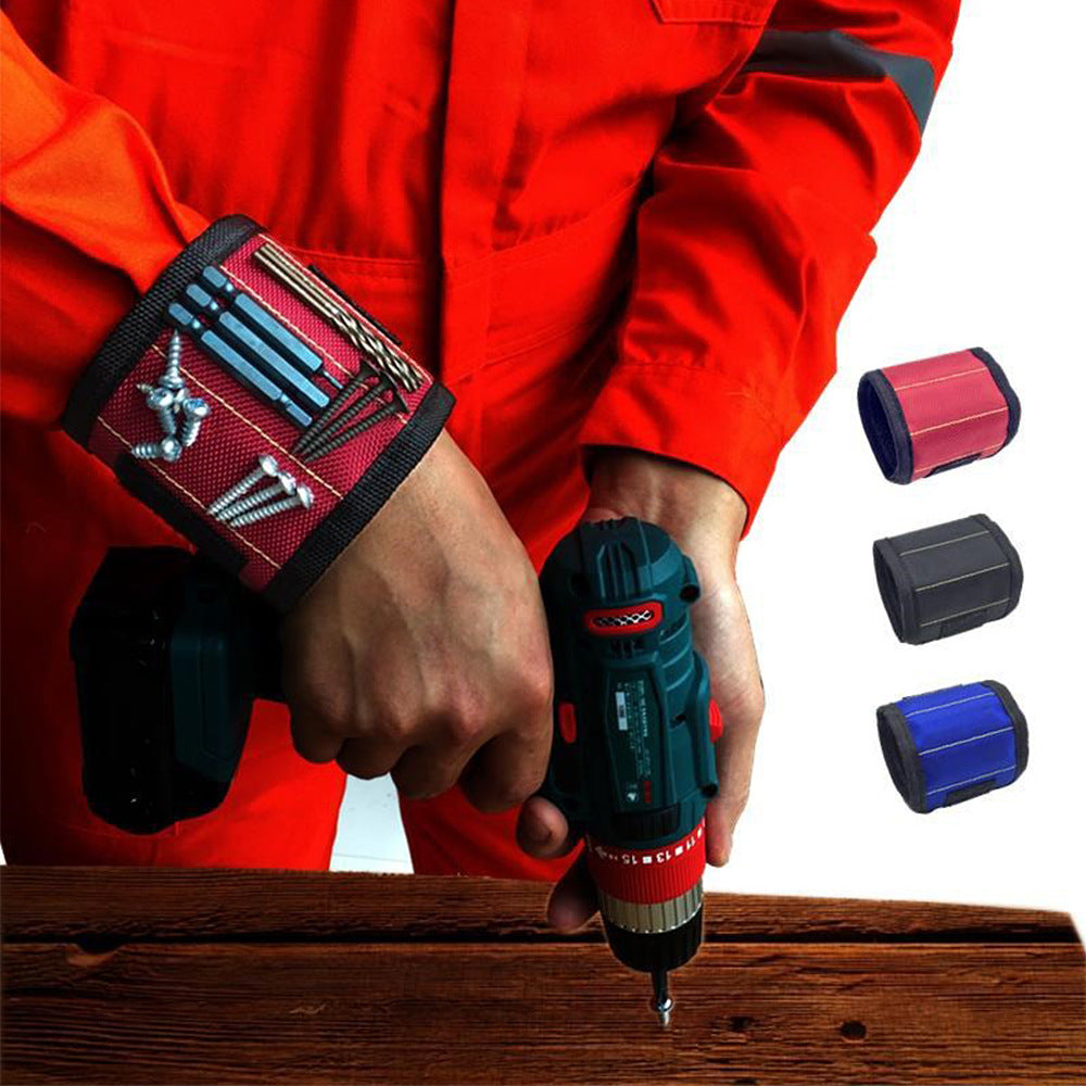 Magnetic Tool Wristband with Strong Magnetic Nail Suction Red Black