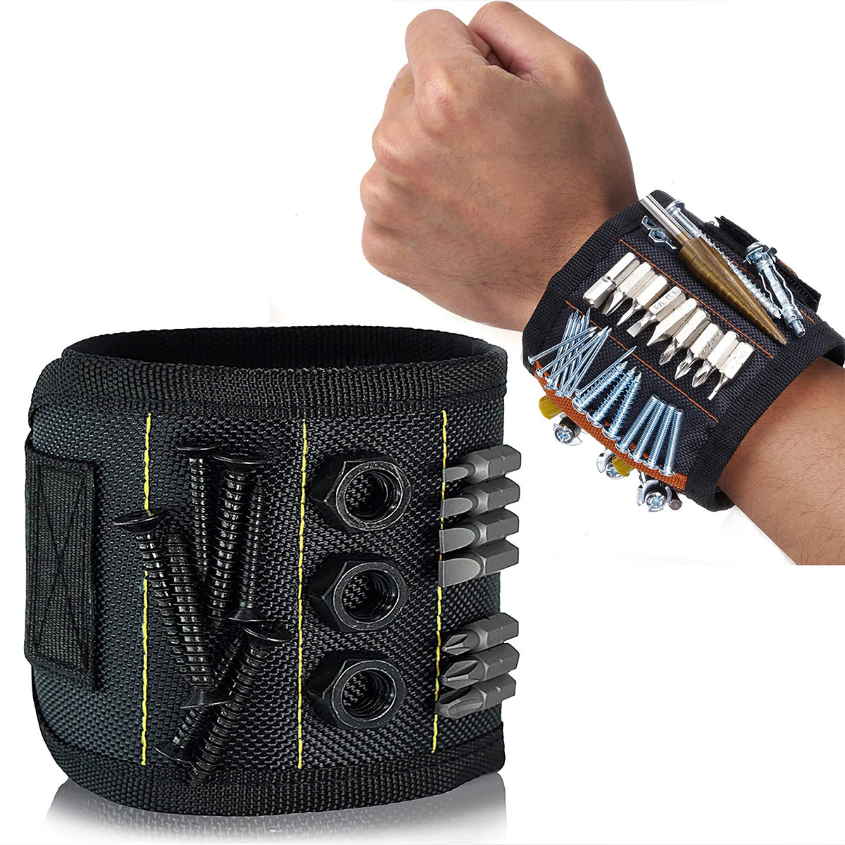 Magnetic Tool Wristband with Strong Magnetic Nail Suction Red Black