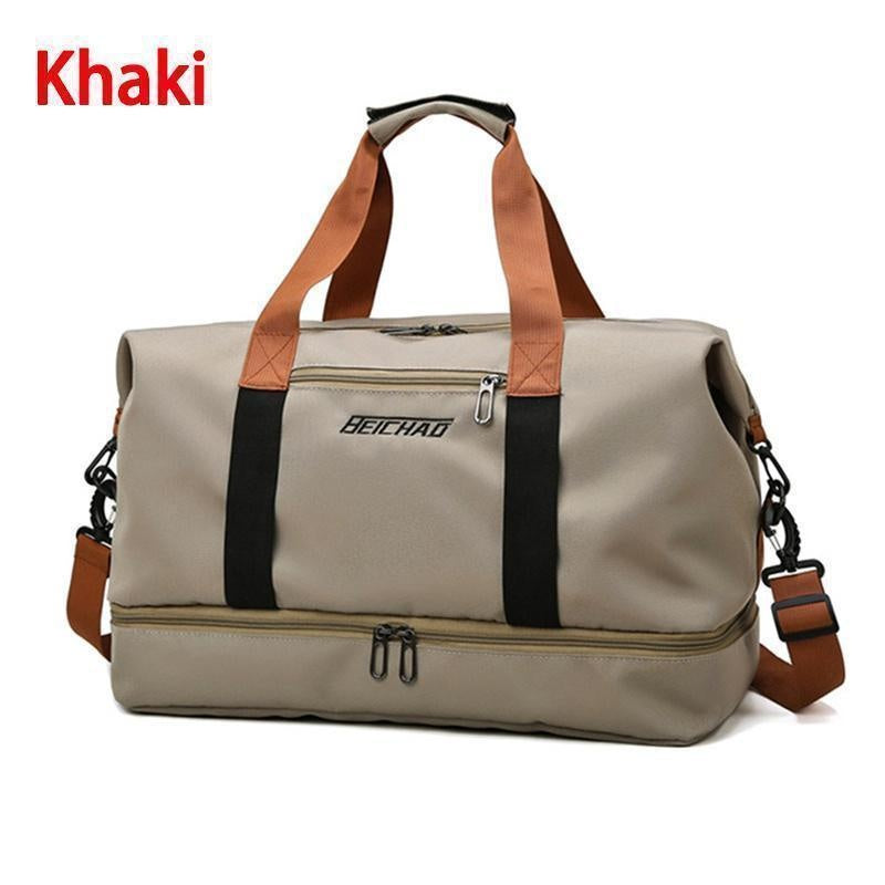 Large Capacity Waterproof Travel Bag with Dry Wet Separation and Fixed Shoulder Strap for Sports and Weekend Getaways