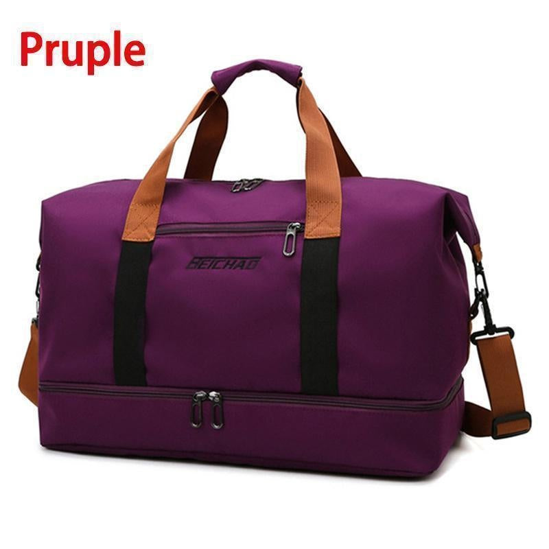 Large Capacity Waterproof Travel Bag with Dry Wet Separation and Fixed Shoulder Strap for Sports and Weekend Getaways
