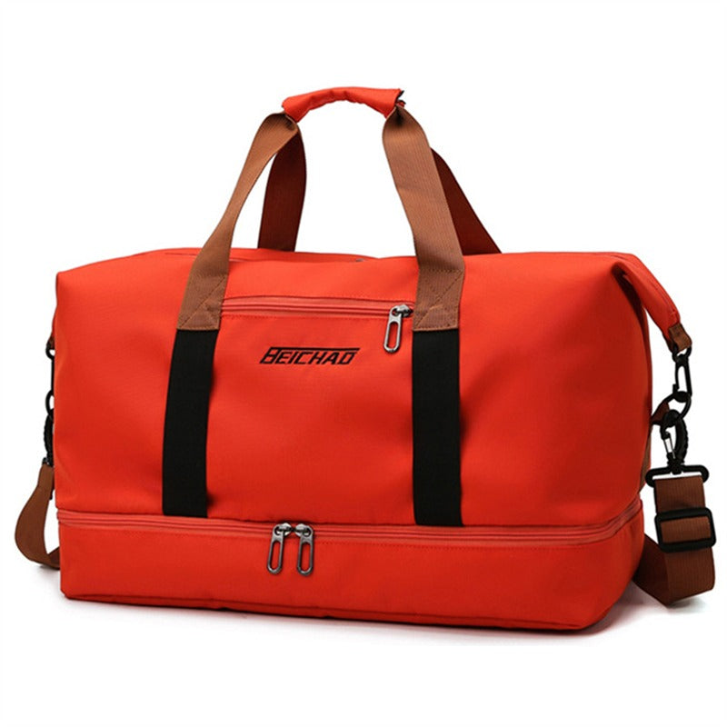 Large Capacity Waterproof Travel Bag with Dry Wet Separation and Fixed Shoulder Strap for Sports and Weekend Getaways