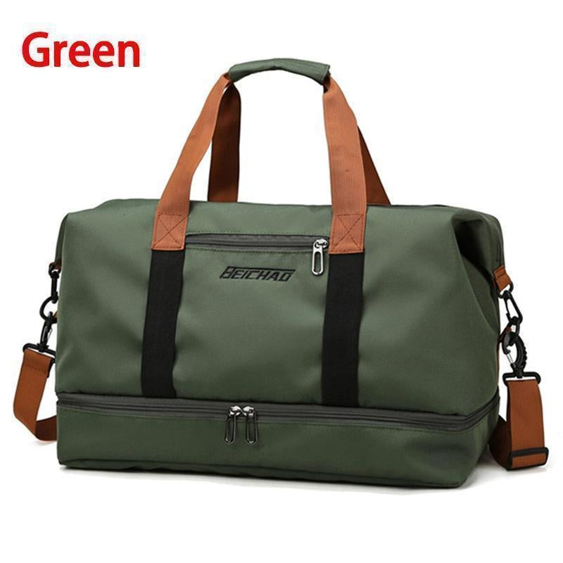 Large Capacity Waterproof Travel Bag with Dry Wet Separation and Fixed Shoulder Strap for Sports and Weekend Getaways