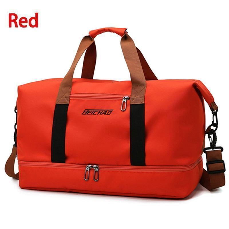 Large Capacity Waterproof Travel Bag with Dry Wet Separation and Fixed Shoulder Strap for Sports and Weekend Getaways