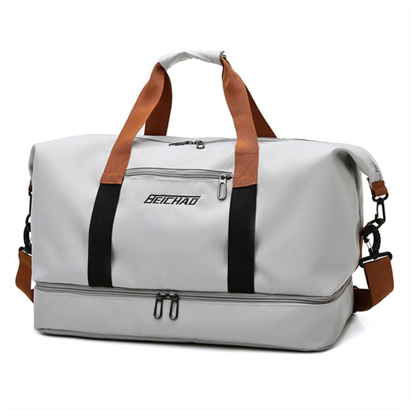 Large Capacity Waterproof Travel Bag with Dry Wet Separation and Fixed Shoulder Strap for Sports and Weekend Getaways