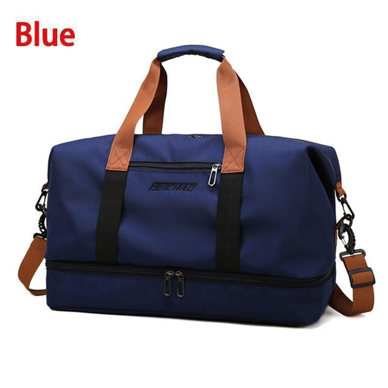 Large Capacity Waterproof Travel Bag with Dry Wet Separation and Fixed Shoulder Strap for Sports and Weekend Getaways