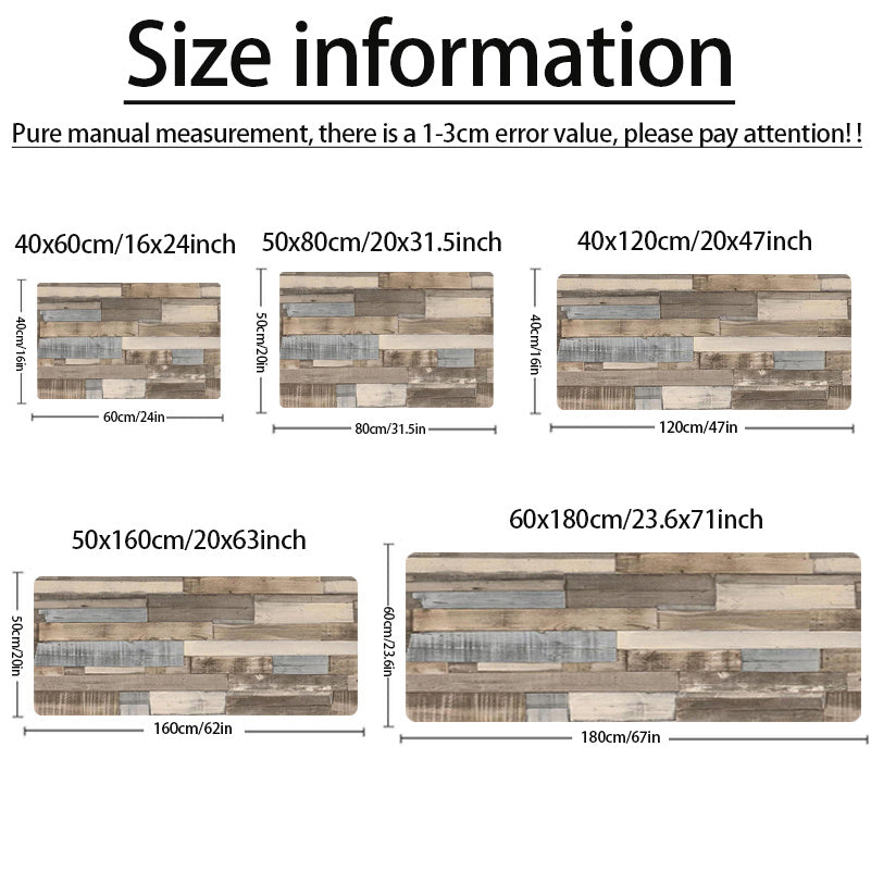 Retro yog'och naqshli anti-slip oshxona matosi, suv o'tkazmaydigan, charchashga qarshi qavat matosi