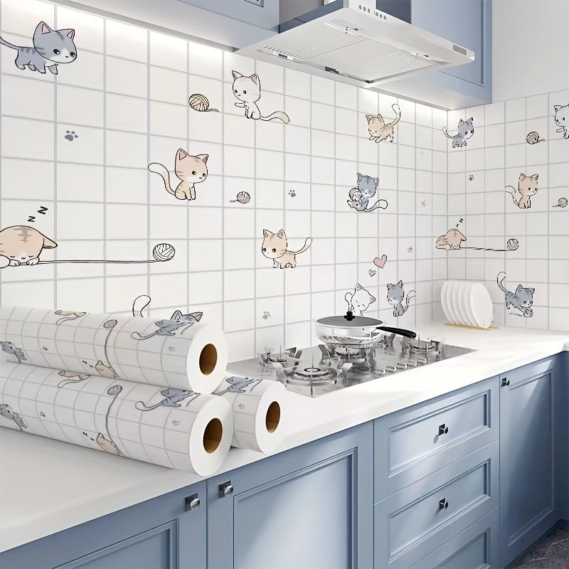 Oil-Proof Kitchen Wall Sticker Waterproof High Temperature Resistant Self-Adhesive Contact Paper
