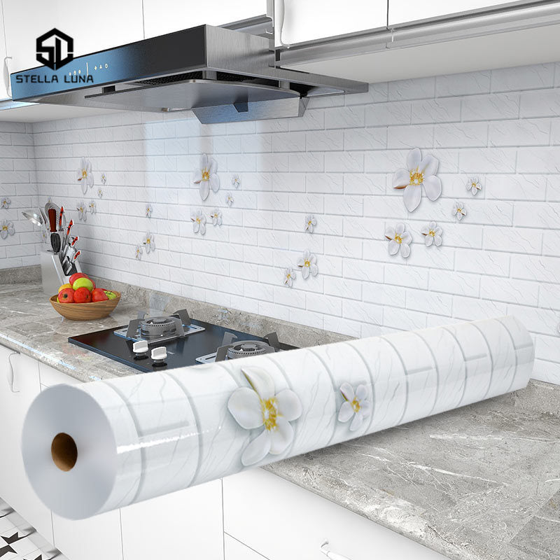 Oil-Proof Kitchen Wall Sticker Waterproof High Temperature Resistant Self-Adhesive Contact Paper