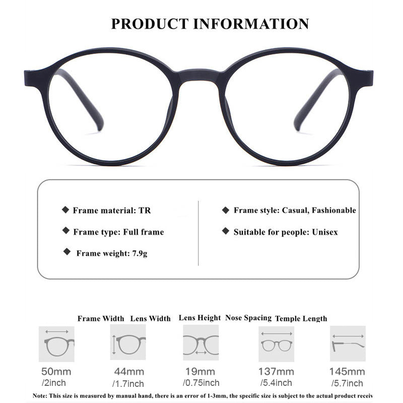 Men's TR90 Round Frame Multifocal Photochromic Reading Glasses with Blue Light Protection