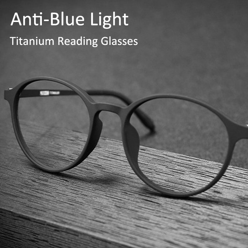 Men's TR90 Round Frame Multifocal Photochromic Reading Glasses with Blue Light Protection