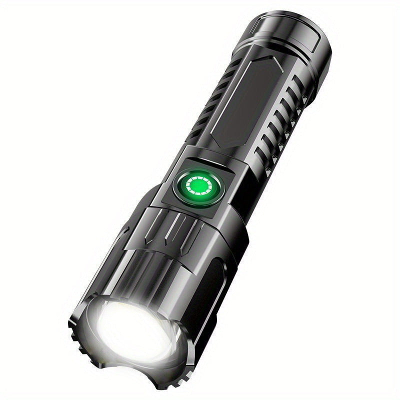 Rechargeable Handheld Flashlight with Wide Zoom Beam for Outdoor Exploration Work Lighting