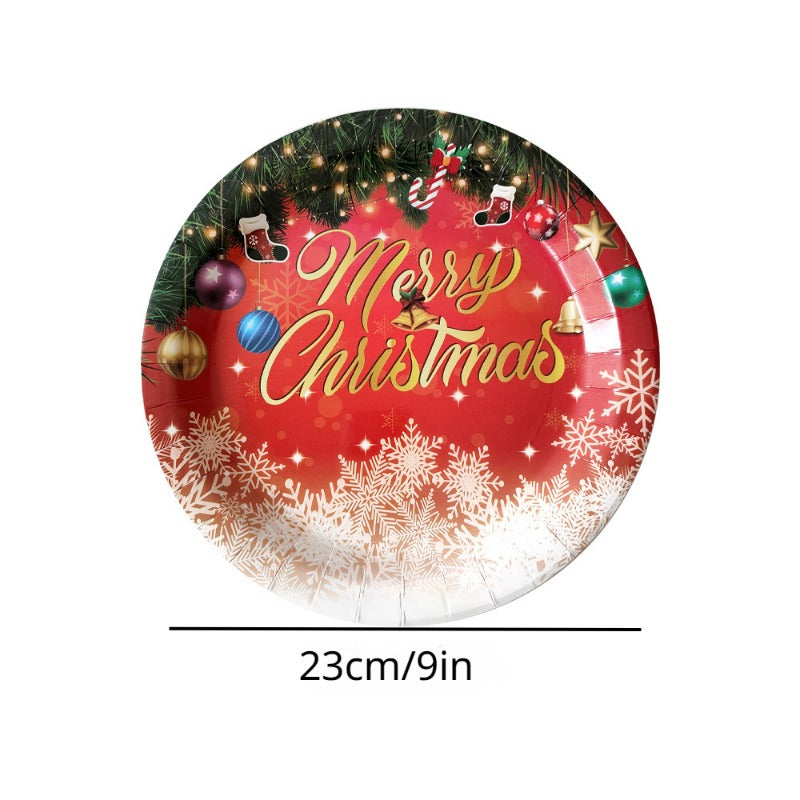 Новогодние бумажные стаканы, тарелки, полотенца, украшения для вечеринки, сценические принадлежности