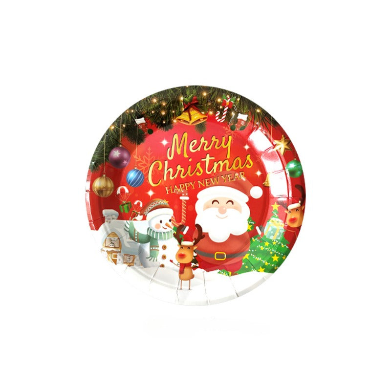 Новогодние бумажные стаканы, тарелки, полотенца, украшения для вечеринки, сценические принадлежности