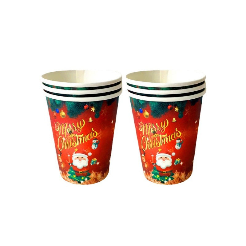 Новогодние бумажные стаканы, тарелки, полотенца, украшения для вечеринки, сценические принадлежности