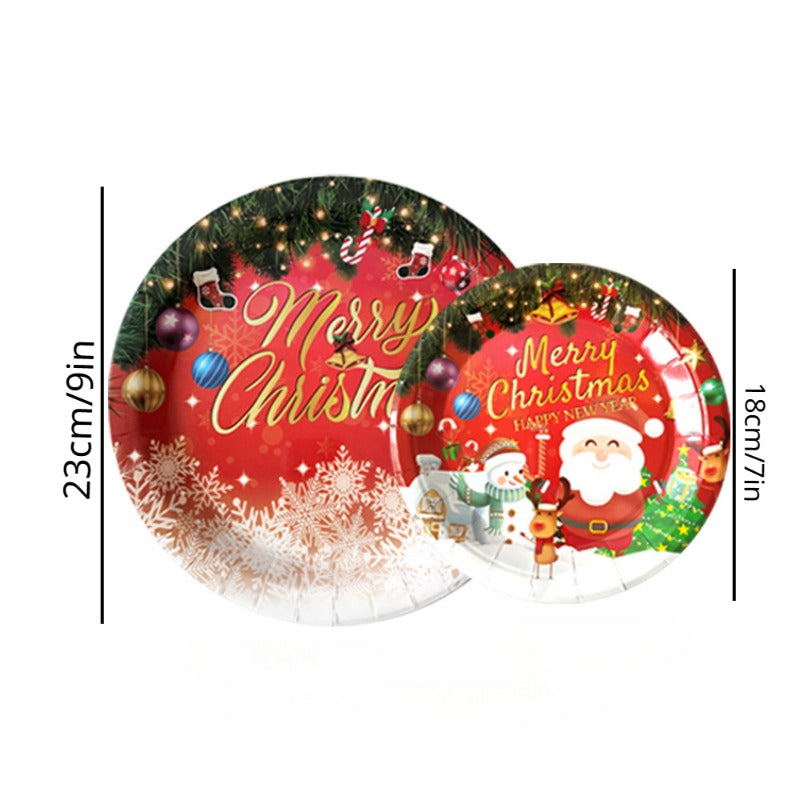 Новогодние бумажные стаканы, тарелки, полотенца, украшения для вечеринки, сценические принадлежности