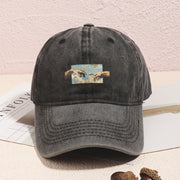 Vintage Oil Painting Print Baseball Cap Breathable Polyester Adjustable Fit Casual Embroidery