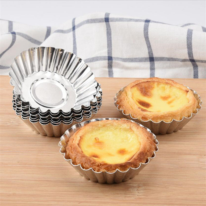 Set of 10 Reusable Egg Tart Molds for Cookies Puddings and Pastries